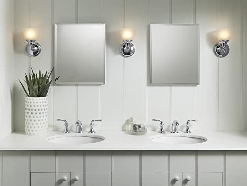 Image of Kohler Devonshire Bathroom Vanity Light Fixture, Wall Sconce Lighting, Position Facing Up or Down, UL Listed, 1 Light, Black with Brass Trim, Polished Chrome