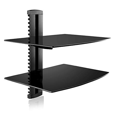 suptek Speaker Mount, Floating Glass Shelf Wall Mount Bracket for DVD Players/Cable Boxes/Games...