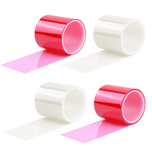 YGDMD 4PCS 16.4 Ft × 1.98 Inch Tail Light Tape,Transparent & Red Tail Light Tape for Tails Lights Repair Kit,Self-Adhesive Tails Lights Tapes Repair Red & Transparent for Cars,SUVs