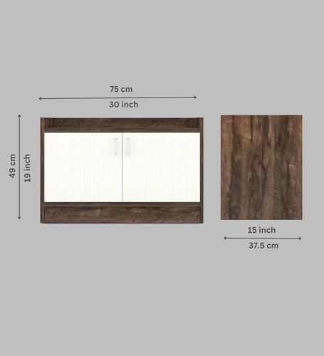 Image of SPECIALITY PANELS 2 Door Shoe Rack with Storage Cabinet, Brown and White, 75x49 cm, DIY Assembly