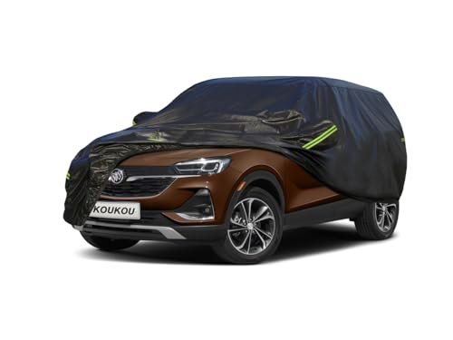 Image of KouKou Waterproof SUV Car Cover Suitable for Buick Encore /Encore GX from 2012 to 2025, 7 Layers Windproof All Weather Waterproof Outdoor Cover Sun Rain UV Dust Snow Protection. Black