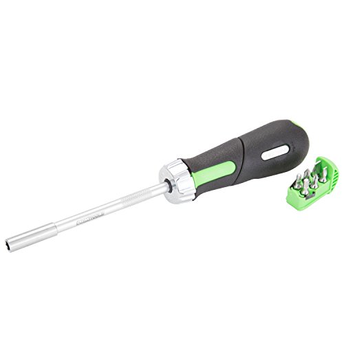 OEMTOOLS 22557 Pivot-Grip Ratcheting Screwdriver, Adjustable Angle Screwdriver, Ratcheting Screwdriver Set with Magnetic Bits