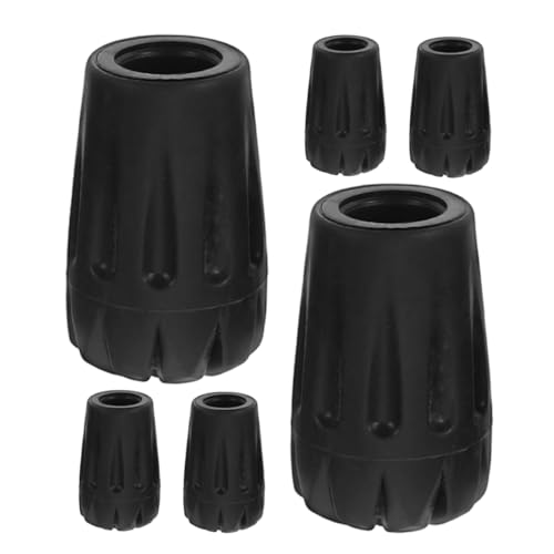 BUTIFULSIC 6pcs Cane Tip Walking Cane Tip Hiking Pole Tip Replacement Black Replaceable Cane Tips