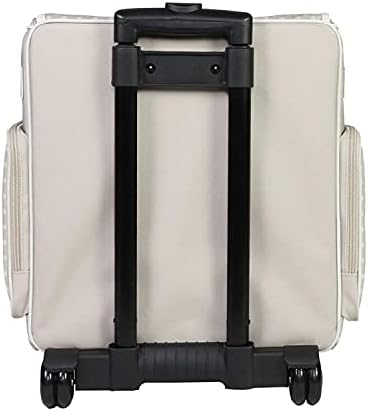Everything Mary Wheeled Scrapbook Tote for Scrapbooking & Art - Travel Organizer Storage Bin for Paper, Glue, Tape Tan Polka Dots