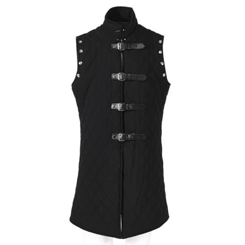 Helltaker Mens Medieval Padded Sleeveless Gambeson Vest Renaissance Under Armor Jacket Costume for Halloween