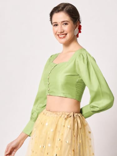 Image of studio rasa Chroma Button Down Shirt Style Crop Top for Women Girls Casual Party