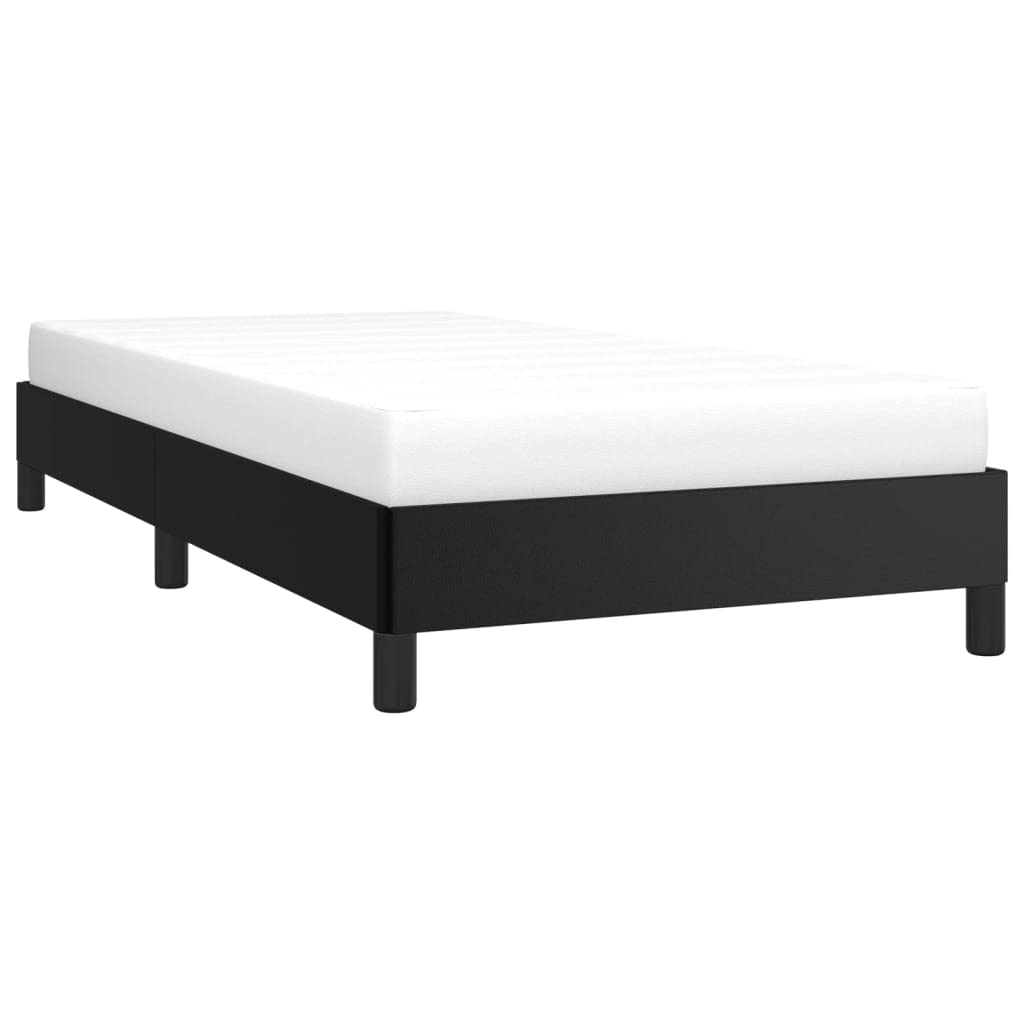 Bettgestell Schwarz 90x200 cm Kunstleder mit stabilen Stützbeinen und Sperrholzlatten, schmutzabweisend und pflegeleicht, einfache Reinigung mit feuchtem Tuch, inklusive