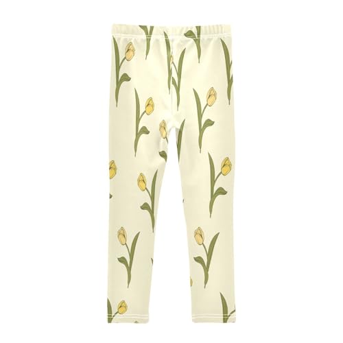 Toddler Girls Leggings Printed Yoga Pants Leggings Yellow Tulip for Kids2