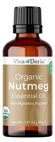 Viva Doria Nutmeg Essential Oil USDA Certified Organic Nutmeg Oil 100% Pure Natural Essential Oil Undiluted for Aromatherapy | Food Grade 30 mL (1 Fluid Ounce)