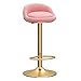 Regulowane obrotowe stołki barowe, krzesła barowe śniadanie stołki do jadalni na wyspie kuchennej, stołki barowe, aksamitne siedzisko + złote metalowe nogi, różowe