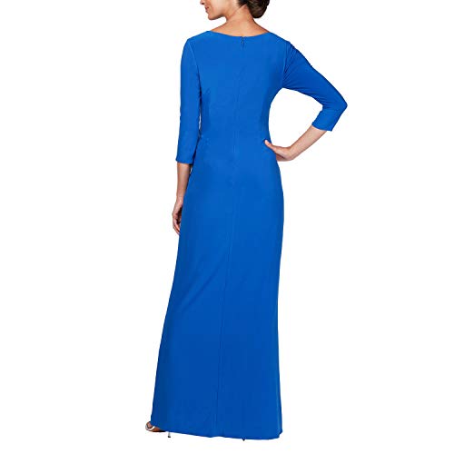 Image of Alex Evenings Womens Long 3 /4 Sleeve Formal Event Dress with Cinched Tie Waist (Petite and Regular Sizes)