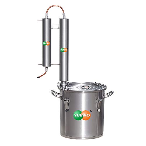 YUEWO Still 12L/3Gal Red Copper Twin Towers Ethanol Vodka Copper Still Water Alcohol Distiller Home Brewing Kit (12L/3Gal)