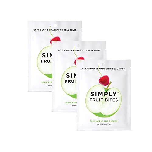 Simply Fruit Bites | Made With Real Fruit | Sour Apple And Cherry | 1.8 Oz (Pack Of 3) | No Cane Sugar + Gluten Free + Kosher #TOP7