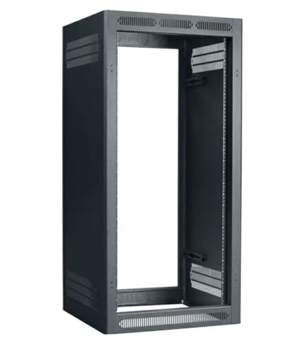 Lowell LFR-2422-LRD LFR Series 24U x 22 Inches Deep Fixed Rail AV Rack Without Rear Door; Welded Sides with Vents; Solid Top with Vents; Open Front; 1-Pair Fixed-Position Front Rails Tapped 10-32