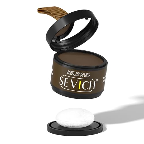 Sevich Hairline Powder,Instantly Conceals Hair Loss, Root Touch up Powder, Hair Shadow Toppers for Women & Men, Touch Up for Thinning Gray Hair, Windproof & Sweatproof,Medium brown