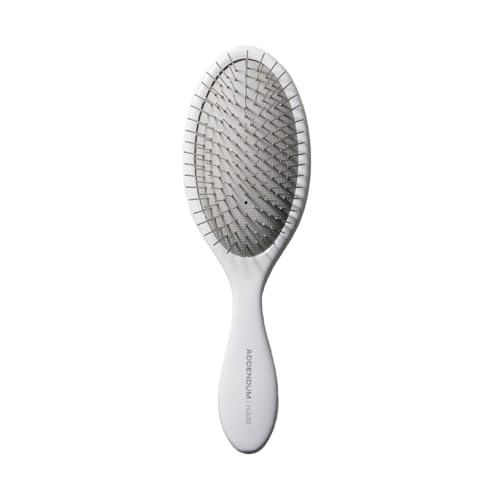 Luxury Wet Hair Brush – Fine Stainless Steel Bristles & Ergonomic Handle by Addendum Hair – Detangler Brush for All Hair Types – Durable & Hygienic – White