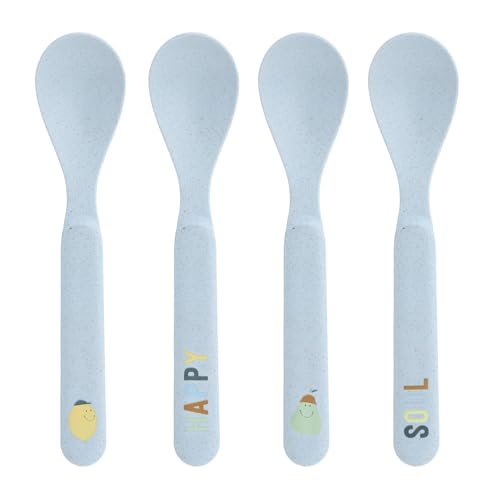 LÄSSIG Kinder Löffel Set (4 Stk.) Kinderbesteck ohne Melamin, BPA-frei, für Spülmaschine und Mikrowelle/Spoon Set Happy Fruits Lemon