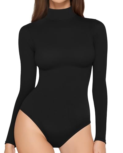 Long Sleeve Thermal Fleece Bodysuit Mock Turtle Neck