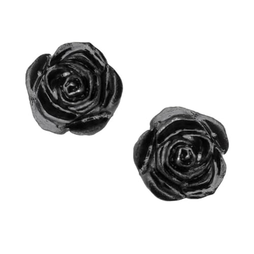 Black Rose Studs Pair of Earrings by Alchemy Gothic