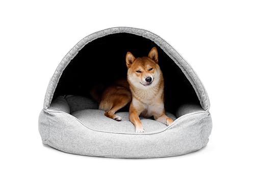 Bjird Hundebett & Hundehütte in einem - Hundehaus mit Dach für kleine und mittelgroße Hunde - Hundehöhle - Hundebox - Hundesofa - Bezug abnehmbar & waschbar - stabiles Hundekorb - 60x 47 cm