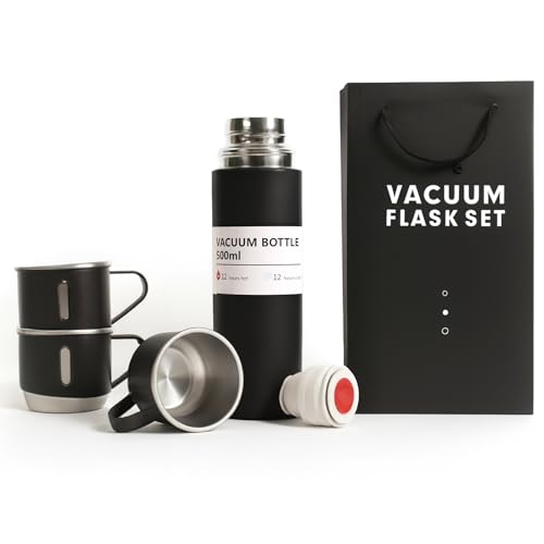 Black 17oz Vacuum Flask Gift Set
