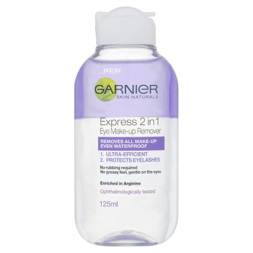 Garnier Skin Active 2 in1 Eye Make Up Remover Suitable For Waterproof Makeup Gentle On Eyes and Eyelashes Use With Reusable Micellar Eco Pads 125 ml
