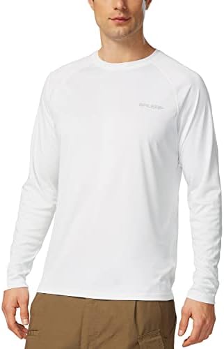 BALEAF Men's Sun Protection Shirts UV SPF T-Shirts UPF 50+ Long Sleeve Rash Guard Fishing Running Quick Dry White Size L
