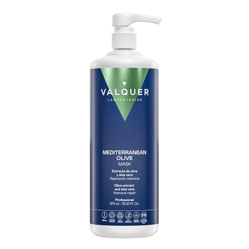 VALQUER Mascarilla Capilar Reparadora de Oliva | Hidratación Profunda y Nutritiva para Cabello Dañado y Seco | Fórmula Zero con Ingredientes Naturales | 975 ml