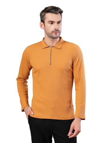 Image of Rigo Printed Casual T-Shirts for Men | Waffle Knit Solid T-Shirt for Men | Full Sleeves T-Shirts for Men
