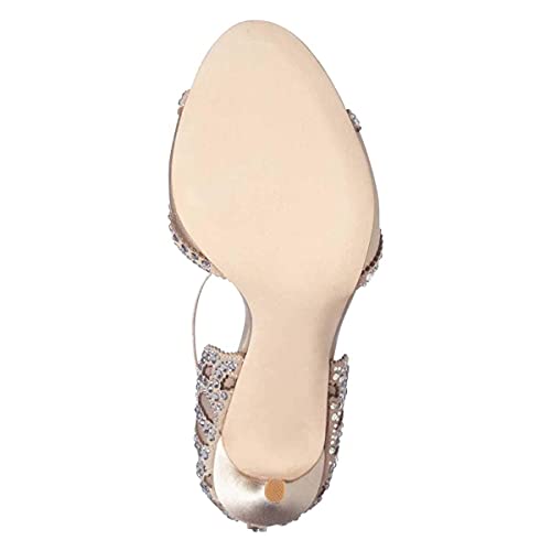 XYD Women's Sandals, Chic Peep Toe, D'Orsay Kitten Low Heels, Rhinestone Studs, Ankle Strap Satin Shoes for Wedding Ballroom4