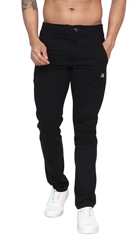 Image of Big Button Men's Cotton Slim Fit Trackpant with Front Button Open
