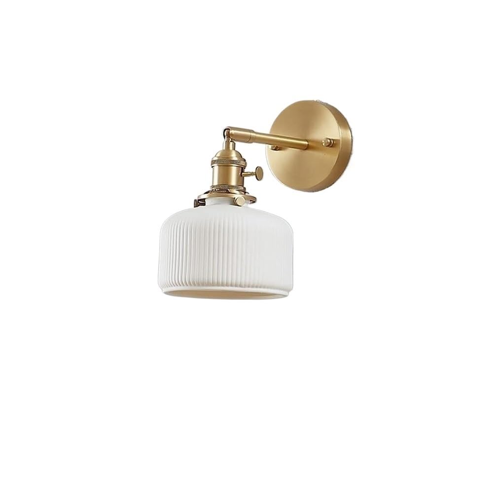 Jybnbbe Light/White Wall Sconces Japanese Style Ceramic Brass Wall Milk Ceramic Lamp Shade Adjustable Wall Sconces For Living Room Bedroom Bedside Corridor Hotel Study Wall Sconce Ing
