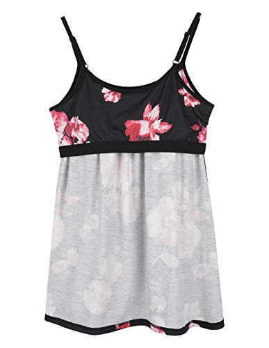 Anyfitting Padded Tank Top With Built In Bra Cup Pleated Flowy Loose Fitting Summer Lace Trim Camisole Top Tee For Women Daily Wearing Floral Print 3Xl #TOP4