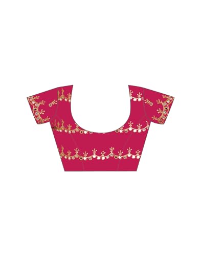 Image of SIRIL Women's Embroidery, Mirror Work, Scalloped Border Shimmer Georgette Saree With Unstitched Blouse Piece