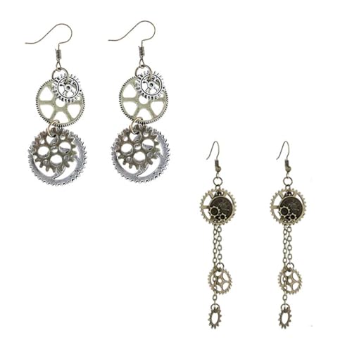 LPYO Gear Earring Set for Women Dragonfly Mechanical Necklace Vintage Industrial-style Accessories Gothic Steampunk Gear Pendant Necklace Halloween Jewelry Gifts (Earrings1)