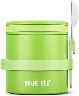 Blue Ele Leakproof, Vacuum Insulated Thermos Hot Lunch Containers with Ceramic-Coated Stainless Steel