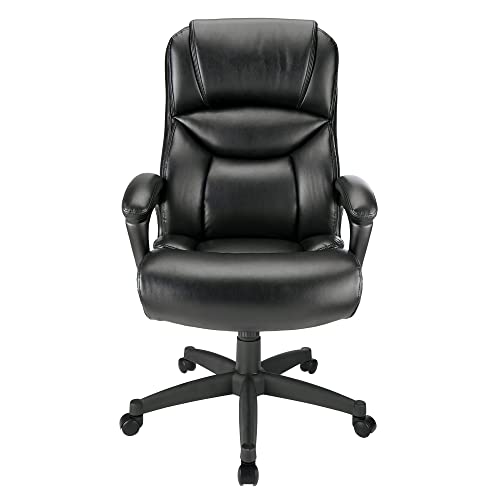 Realspace® Fennington Bonded Leather High-Back Chair, Black #TOP2