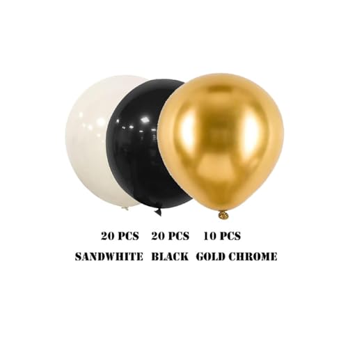 Image of Chrome Balloons, 50pcs Gold Chrome Metallic Sandwhite Black Balloons for Birthday Decorations, Anniversary, Engagement, Wedding Decorations, Baby Shower, Festival Party Decorations