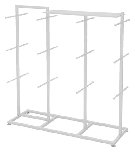 YNBSHGAA Clothes RackFloor to Ceiling Clothing Store Garment Rack with Double Sided Socks Display Adjustable Wrought Iron Slippers Shelf and 40 Hooks for Underwear and Gloves Whit,White-120x40x135cm