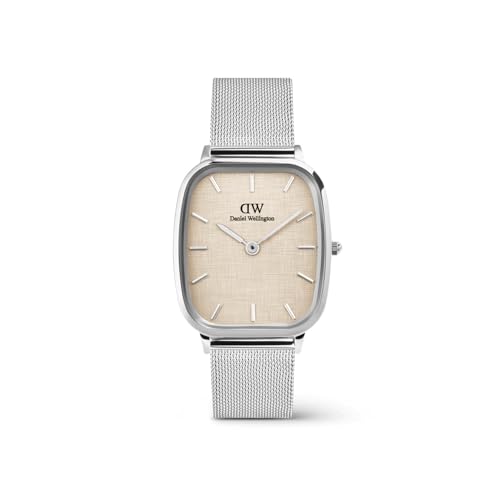 Daniel Wellington Marlon Mens Vintage Watch, 32x36.3mm Silver Sterling Linen Silver 316L Stainless Steel Strap