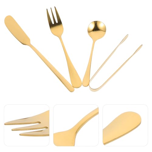 Juego de utensilios para queso dorado en acero inoxidable para cenas con amigos 8
