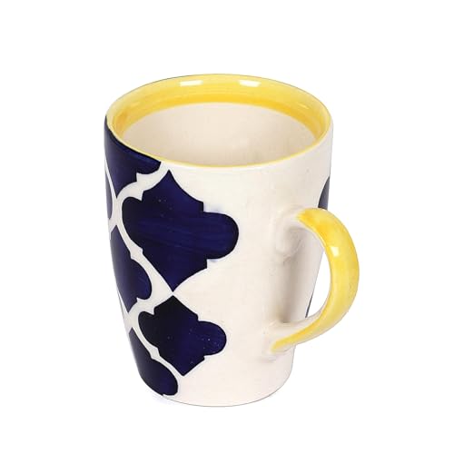 Image of QIMACPLUS Premium Elegant White and Blue Print Design Ceramic Coffee, Tea, Milk Mugs | Ideal Gift for Birthdays, Valentine's Day, Anniversaries, Festivals | Set of 2 Mugs