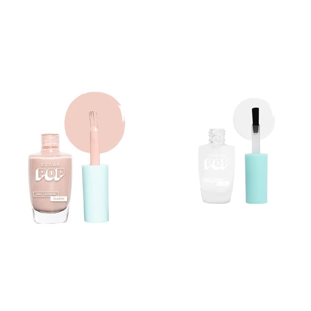 SUGAR POP Nail Lacquer - 19 Baked Bae & 27 Crystal Clear 10 Ml - Dries In 45 Seconds - Quick-Drying, Chip-Resistant, Long-Lasting. Glossy Finish High Shine Nail Enamel/Polish For Women.
