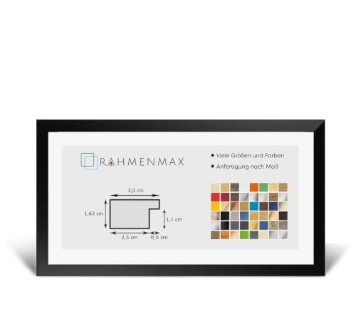 Morena MDF Rahmen für Bild 35x90cm Schwarz Matt mit Acrylglas – Ansicht 1