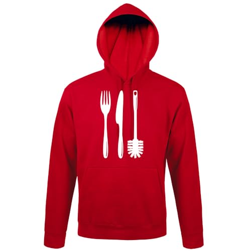 shirt84 Bestick med en toalettborste för män med huva, röd, 4XL