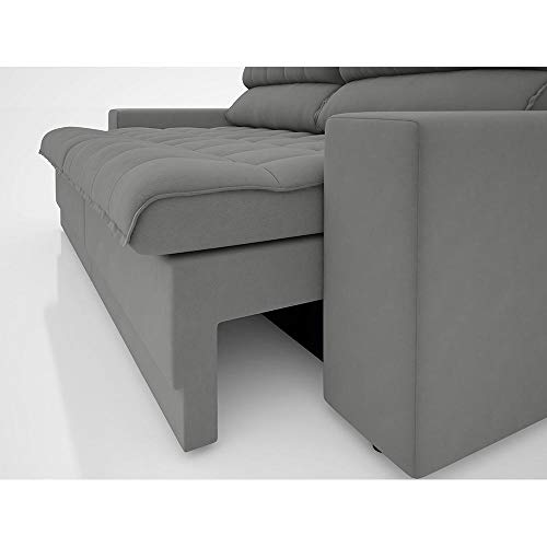 Sofá Omega Retrátil e Reclinável Velosuede Grafite 2,30m (l)