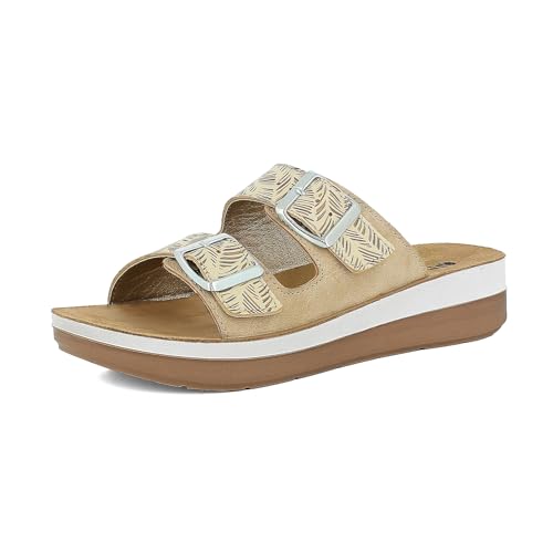 Chaussons femme inblu à double boucle avec semelle cuir