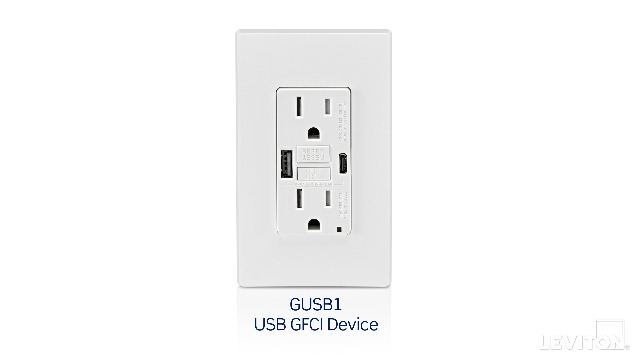 Image of Leviton Type-A USB In-Wall Charger with 15A Tamper-Resistant Outlet, USB Charger for Smartphones, T5632-W, White
