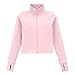 Girls Stand Collar Yoga Shirts Stretch Full Zip Athletic Casual Kids Long Sleeve Outerwear Jacket for 3-15 Years