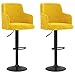 vidaXL Stołki barowe, 2 szt, musztardowe, obite aksamitem
